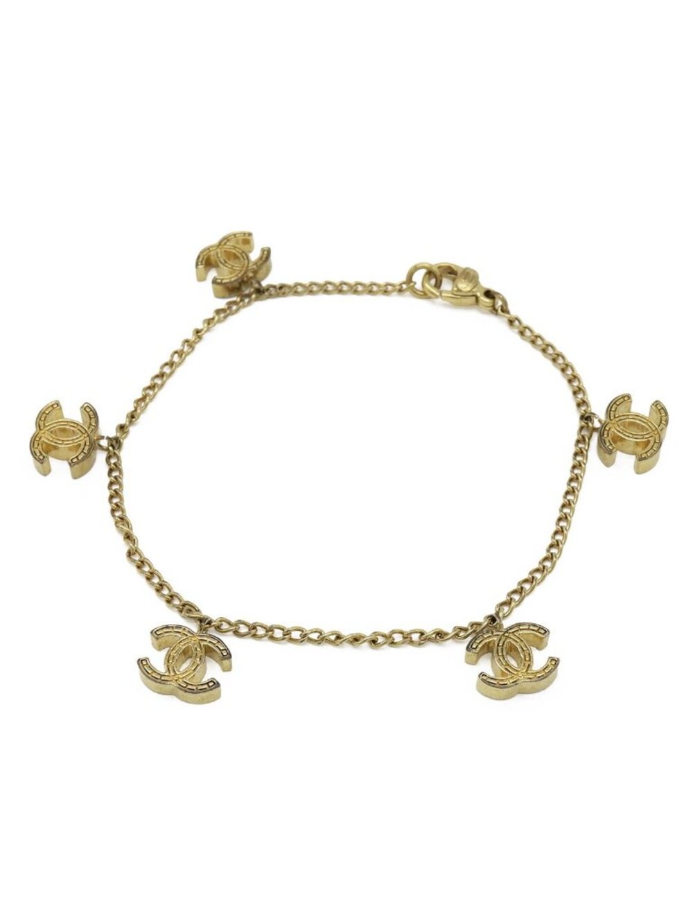 Chanel Quilted CC Logo Chain Bracelet Gold Plated 03P